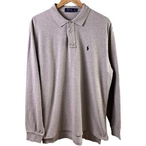 Polo Ralph Lauren Light Tan Long Sleeve Polo Cotton Button Shirt Brown Pony XL